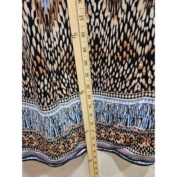 Nic + Zoe Faux Wrap Skirt Midi Moroccan Print Elastic Waist Women's Petite Large - Picture 7 of 9